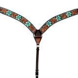 Comfytack Western Floral Horse Genuine Leather Breast Collar Headstall