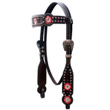 Comfytack Horse Floral Hand Painted Genuine Leather Breast Collar Headstall Fringes