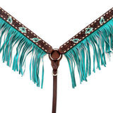 Comfytack Horse Floral Hand Painted Genuine Leather Breast Collar Headstall Fringes
