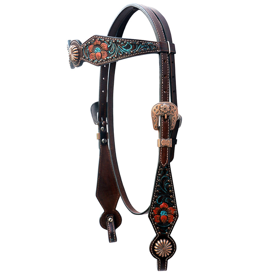 Floral Horse Western Leather Breast Collar & Headstall Comfytack by Hilason