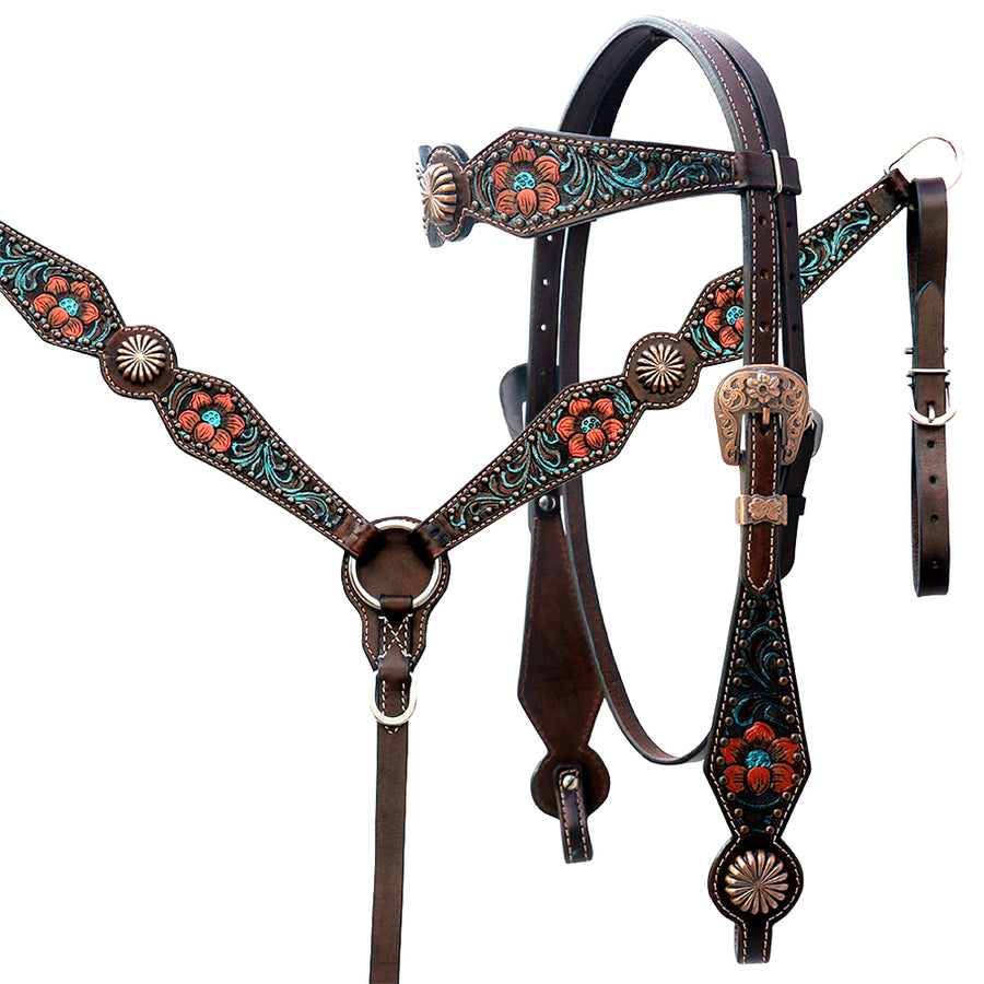 Comfytack H. Floral Hand Painted Genuine Leather Breast Collar by Hilason – Cowboy and equestrian accessories