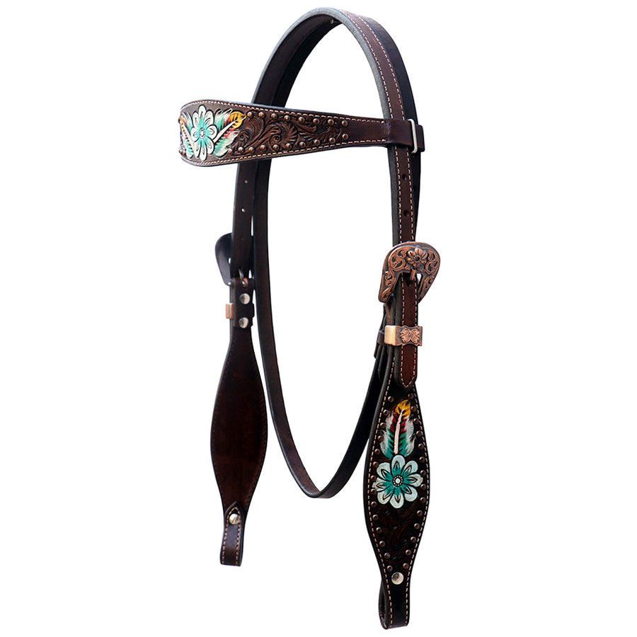 Floral Horse Western Leather Breast Collar & Headstall Comfytack by Hilason
