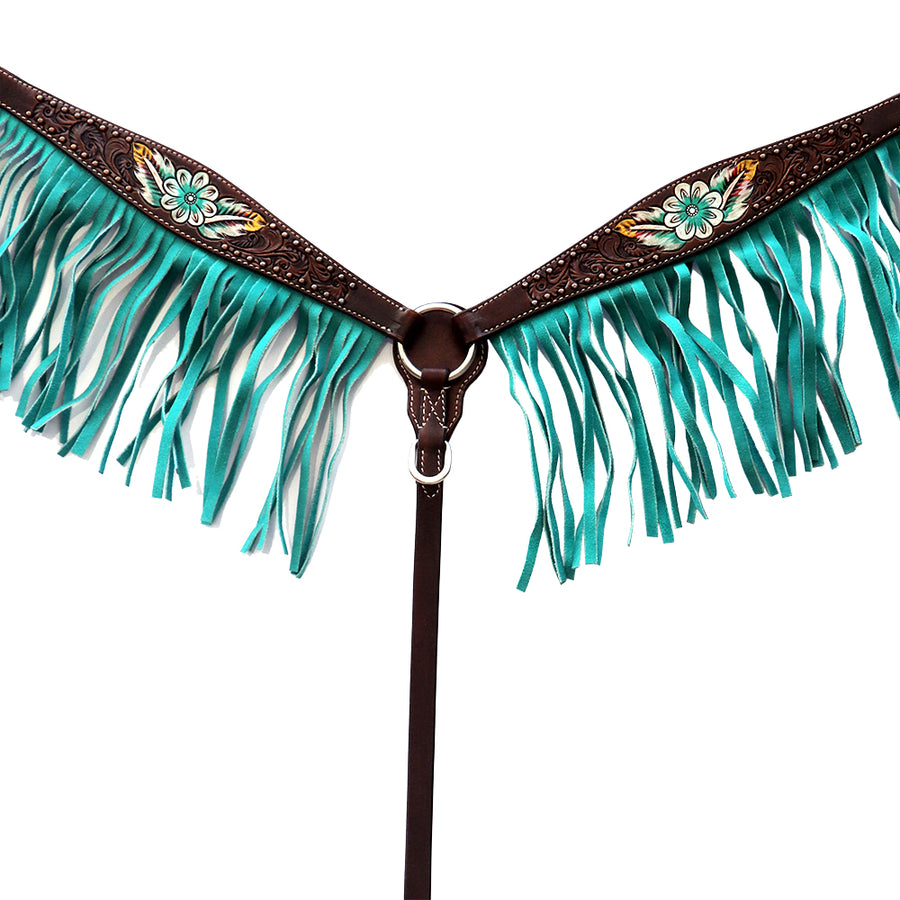 Floral Horse Western Leather Breast Collar & Headstall Comfytack by Hilason