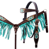 Comfytack Floral Horse Western Leather Breast Collar & Headstall