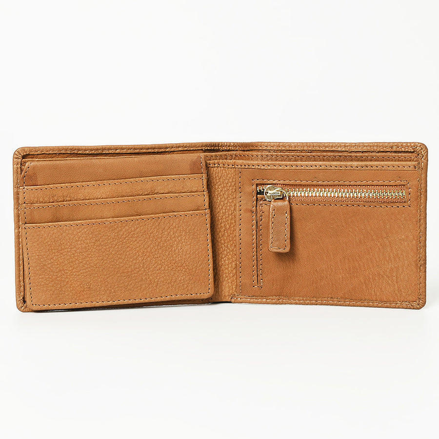 American Darling Wallet Western Genuine Leather Handcrafted Classic Bifold Pocket Wallet with YKK Zipper Coin Pocket