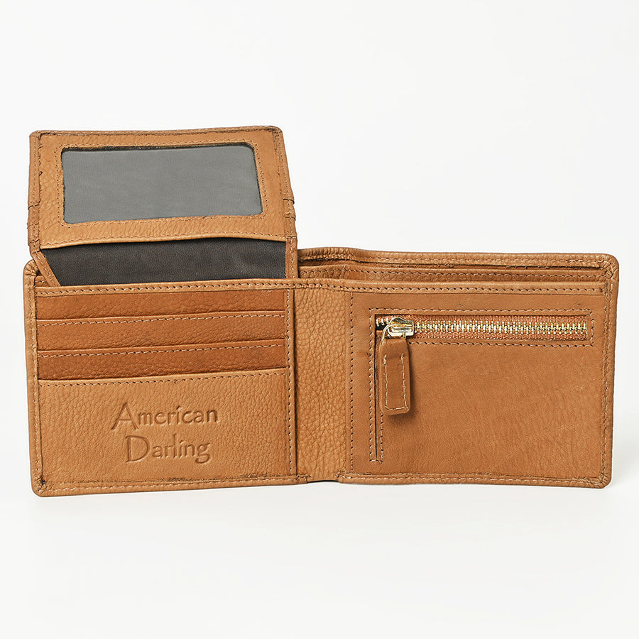 American Darling Wallet Western Genuine Leather Handcrafted Classic Bifold Pocket Wallet with YKK Zipper Coin Pocket