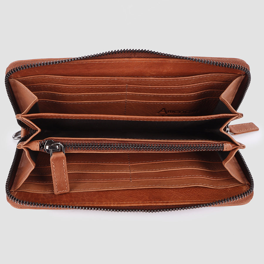 American Darling Wallet Western Genuine Leather Handcrafted Continental Organizer Wristlet Purse with YKK Zipper