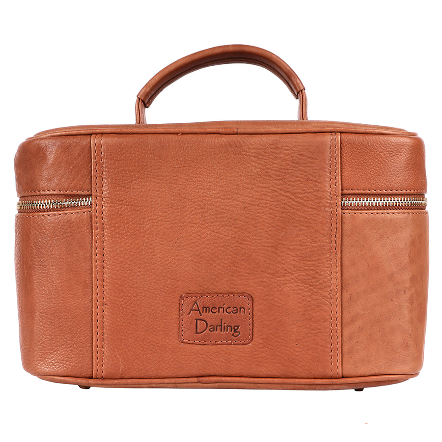 American Darling Jewelry Case Western Genuine Leather Handcrafted Vanity Box Travel Cosmetics Organizer Case