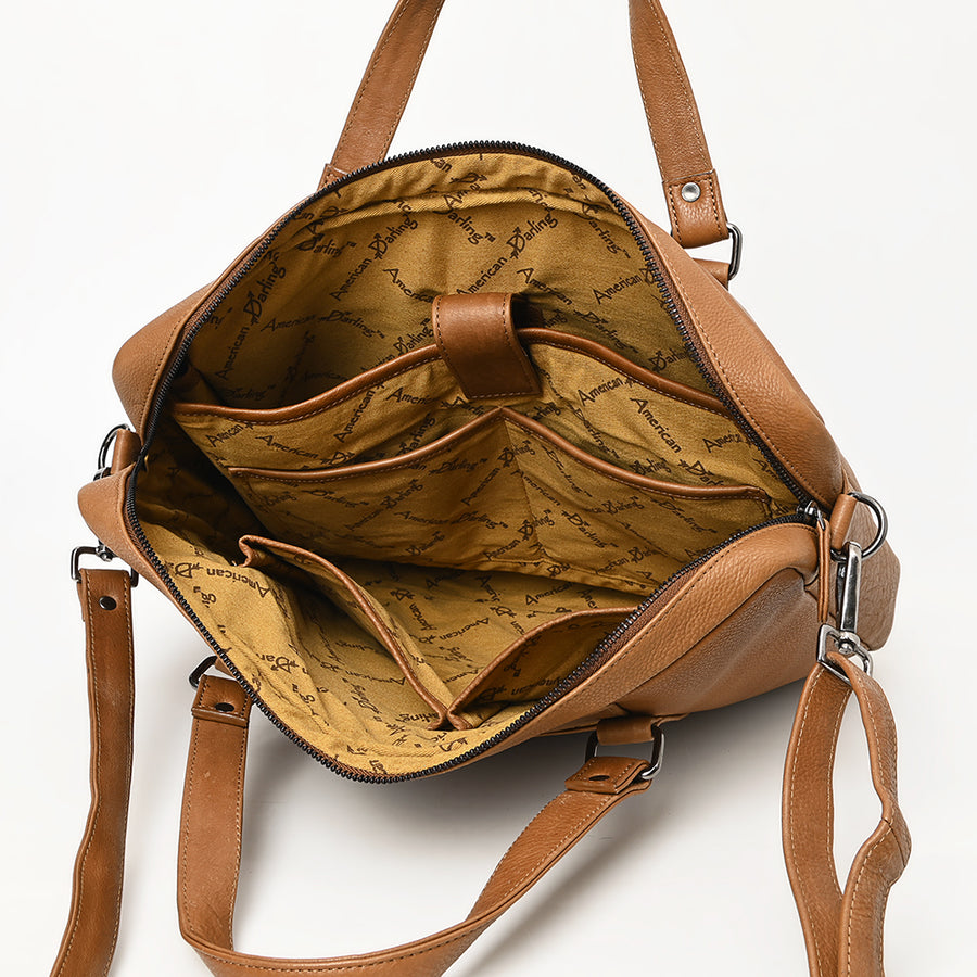 American Darling Briefcase Western Genuine Leather Handcrafted Messenger Laptop Bag with Detachable Shoulder Strap