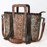 American Darling Adbg1298 Tote Hand Tooled Hair-On Genuine Leather Women Bag Western Handbag Purse