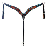 Hilason Horse Floral Hand Carved American Leather Breast Collar Headstall Brown - Uhorse