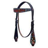 Hilason Horse Floral Hand Carved American Leather Breast Collar Headstall Brown