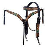 Hilason H. Floral Hand Painted American Leather Breast Collar by Hilason – Cowboy and equestrian accessories