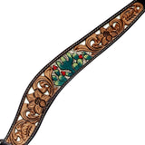 Hilason Horse Floral Hand Painted American Leather Breast Collar Headstall Cactus Brown