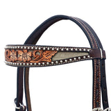 HILASON Western Horse Headstall & Breast Collar American Leather Hand Carving