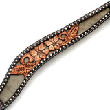 Hilason Horse Floral Hand Carved American Leather Breast Collar Headstall Brown