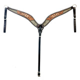 Hilason Western Horse Floral Hand Carved American Leather Breast Collar Brown - Uhorse