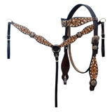 Hilason Horse Floral Hand Carved American Leather Breast Collar Headstall Concho Brown - Uhorse