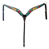 HILASON Western Horse Headstall & Breast Collar American Leather Floral Carving