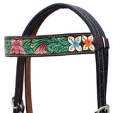 Hilason Horse Floral Hand Painted American Leather Breast Collar Headstall Brown