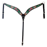 Hilason H. Floral Hand Painted American Leather Breast Collar by Hilason – Cowboy and equestrian accessories