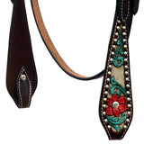 HILASON Western Horse Headstall & Breast Collar American Leather Floral Carving
