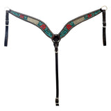 HILASON Western Horse Headstall & Breast Collar American Leather Floral Carving