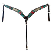 Hilason Horse Floral Hand Carved American Leather Breast Collar Headstall Brown