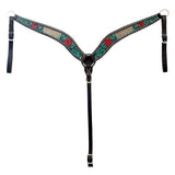 Hilason Western Horse Floral Hand Carved American Leather Breast Collar Brown - Uhorse
