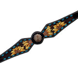 Hilason Horse Floral Hand Painted American Leather Breast Collar Headstall Concho Brown