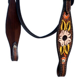 Hilason Horse Floral Hand Painted American Leather Breast Collar Headstall Brown