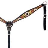 HILASON Western Horse Headstall & Breast Collar American Leather Floral Carving