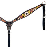 Hilason Horse Floral Hand Painted American Leather Breast Collar Headstall Brown