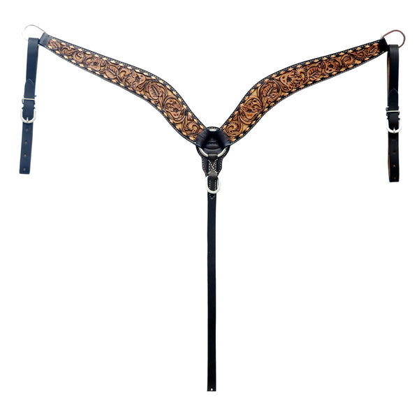 Hilason Horse Floral Hand Carved American Leather Breast Collar Headstall Brown - Uhorse