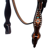 Hilason Horse Floral Hand Painted American Leather Breast Collar Headstall Brown