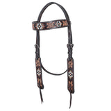HILASON Western Horse Headstall & Breast Collar American Leather Floral Beaded