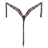 HILASON Western Horse Beaded Hand Tooled Genuine Leather Headstall Breast Collar Brown | Tack Set for Horses