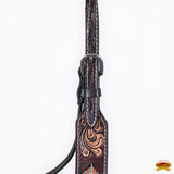 Hilason Horse Floral Hand Carved American Leather Breast Collar Headstall W/ Beaded Work Brown