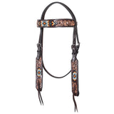 HILASON Western Horse Headstall & Breast Collar American Leather Floral Beaded