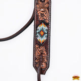 HILASON Western Horse Headstall & Breast Collar American Leather Floral Beaded