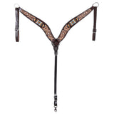 HILASON Western Leather Horse Headstall & Breast Collar Floral Beaded Brown
