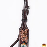 HILASON Western Leather Horse Headstall & Breast Collar Floral Beaded Brown