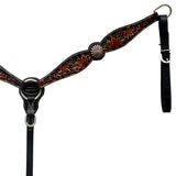 Hilason Horse Floral Hand Painted American Leather Breast Collar Headstall Concho Brown