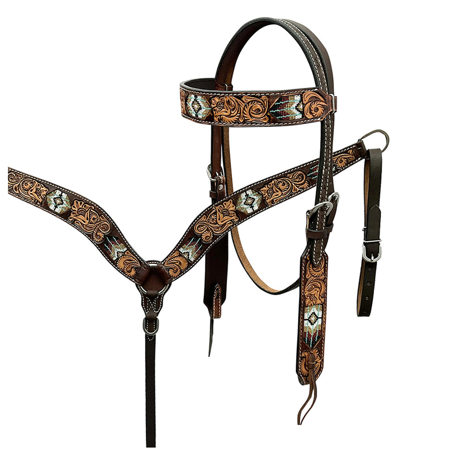 Hilason H. Floral Hand Carved American Leather Breast Collar Headstall by Hilason – Cowboy and equestrian accessories