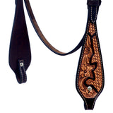 Hilason Horse Floral Hand Carved American Leather Breast Collar Headstall Brown