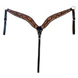 Hilason Western Horse Floral Hand Carved American Leather Breast Collar Brown - Hilason