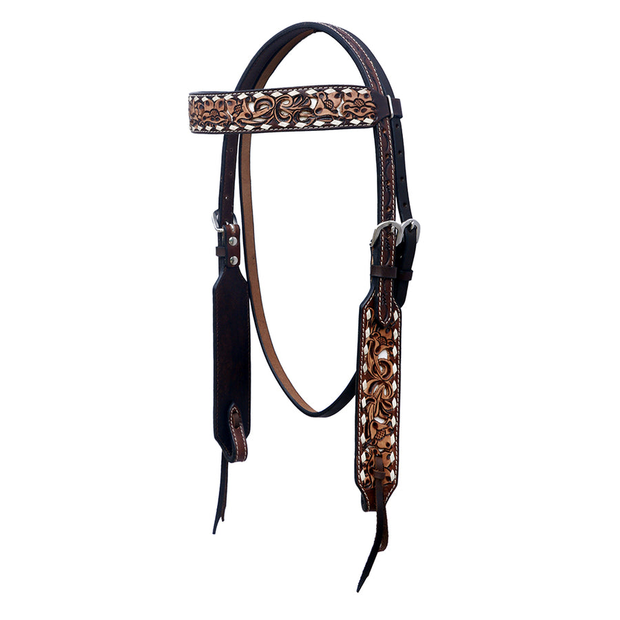HILASON Western Horse Headstall & Breast Collar American Leather Hand Carving