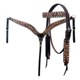 Hilason Horse Floral Hand Carved American Leather Breast Collar Headstall Brown - Uhorse