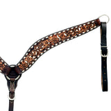 Hilason Horse Floral Hand Carved American Leather Breast Collar Headstall Brown