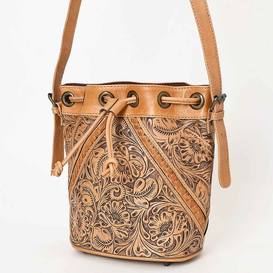 OHLAY OHG101A Bucket Hand Tooled Genuine Leather women bag western by Hilason – Cowboy and equestrian accessories